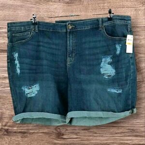 NWT Style & Co Jean Shorts Plus 24W Mid Rise Distressed Spice Color